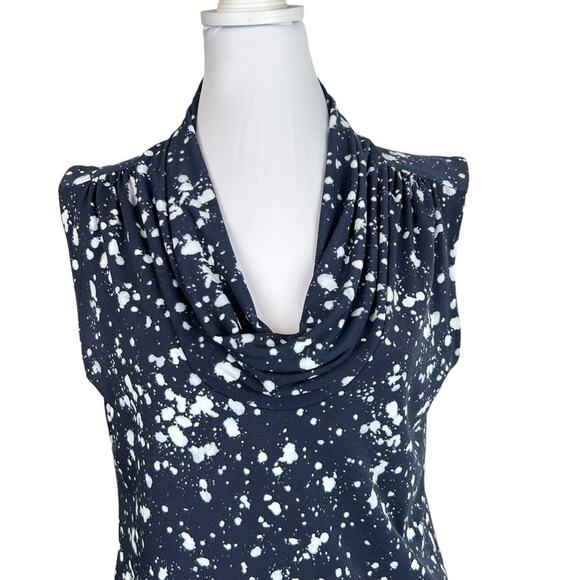 Michael Kors Dress Womens Size S Cowl Neck Sleeveless Tiered Stretchy Navy Art - Picture 3 of 9